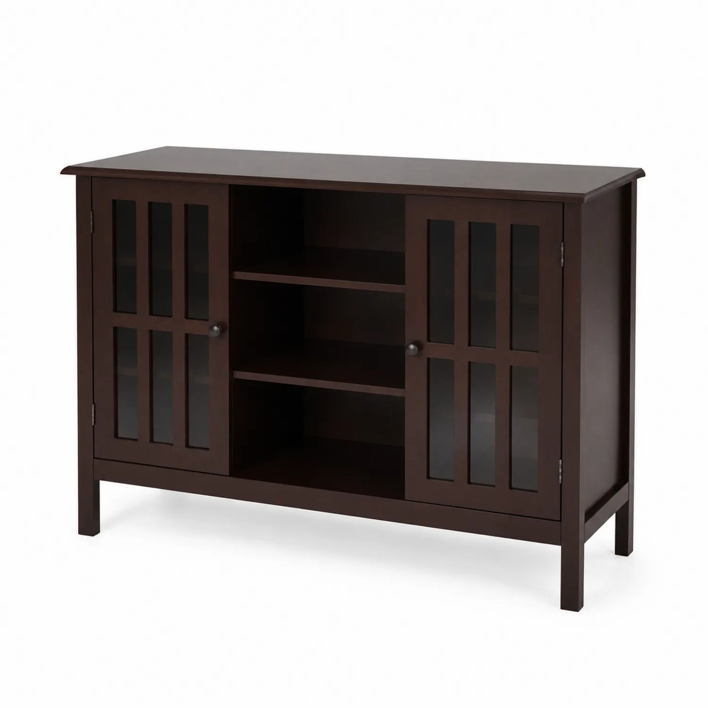 TV-Schrank mit Glas-Holztüren, Dunkelbraun, 120x40x80 cm