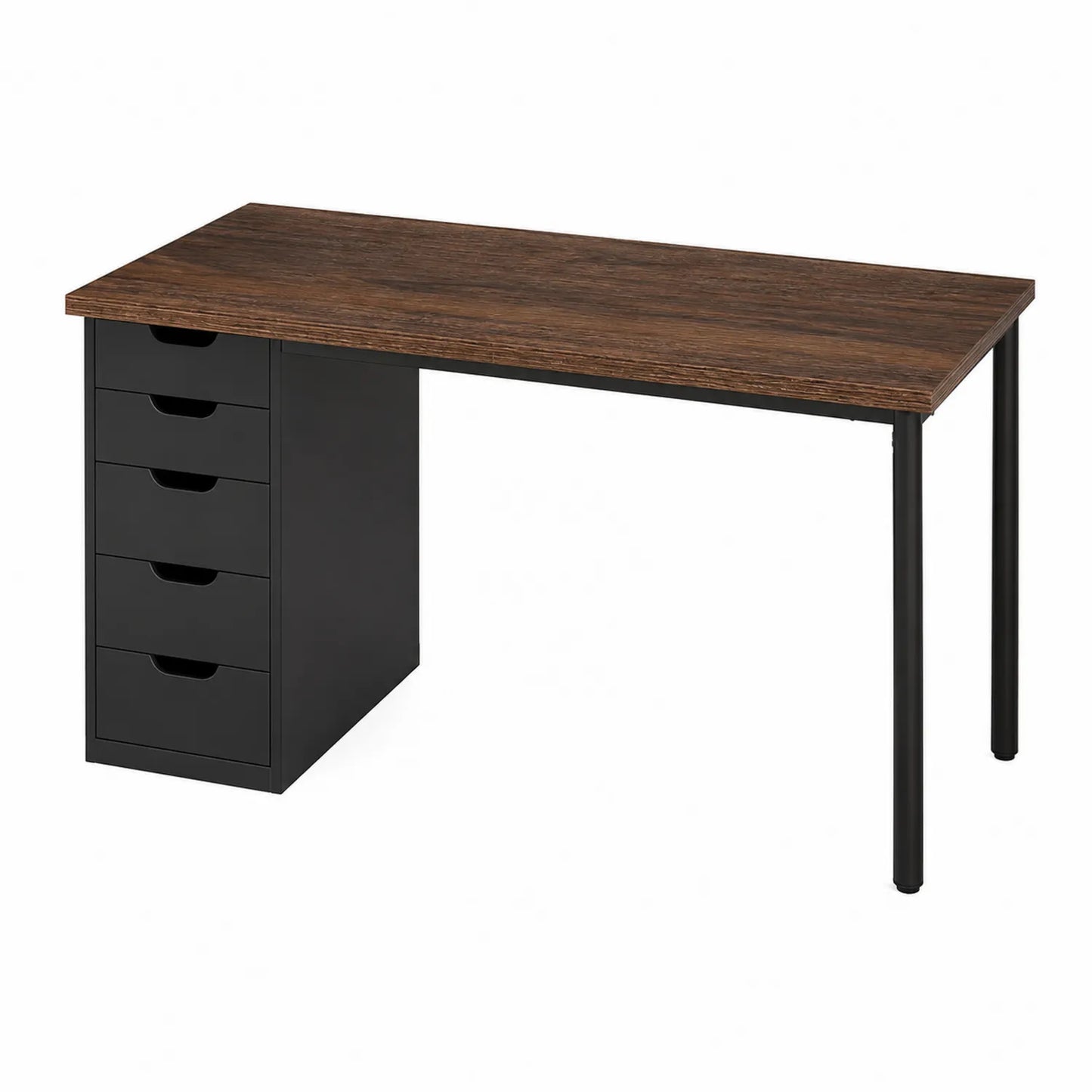 Schreibtisch mit Schubladen aus Metall und Laminat Schwarz/Braun 120x60x75cm