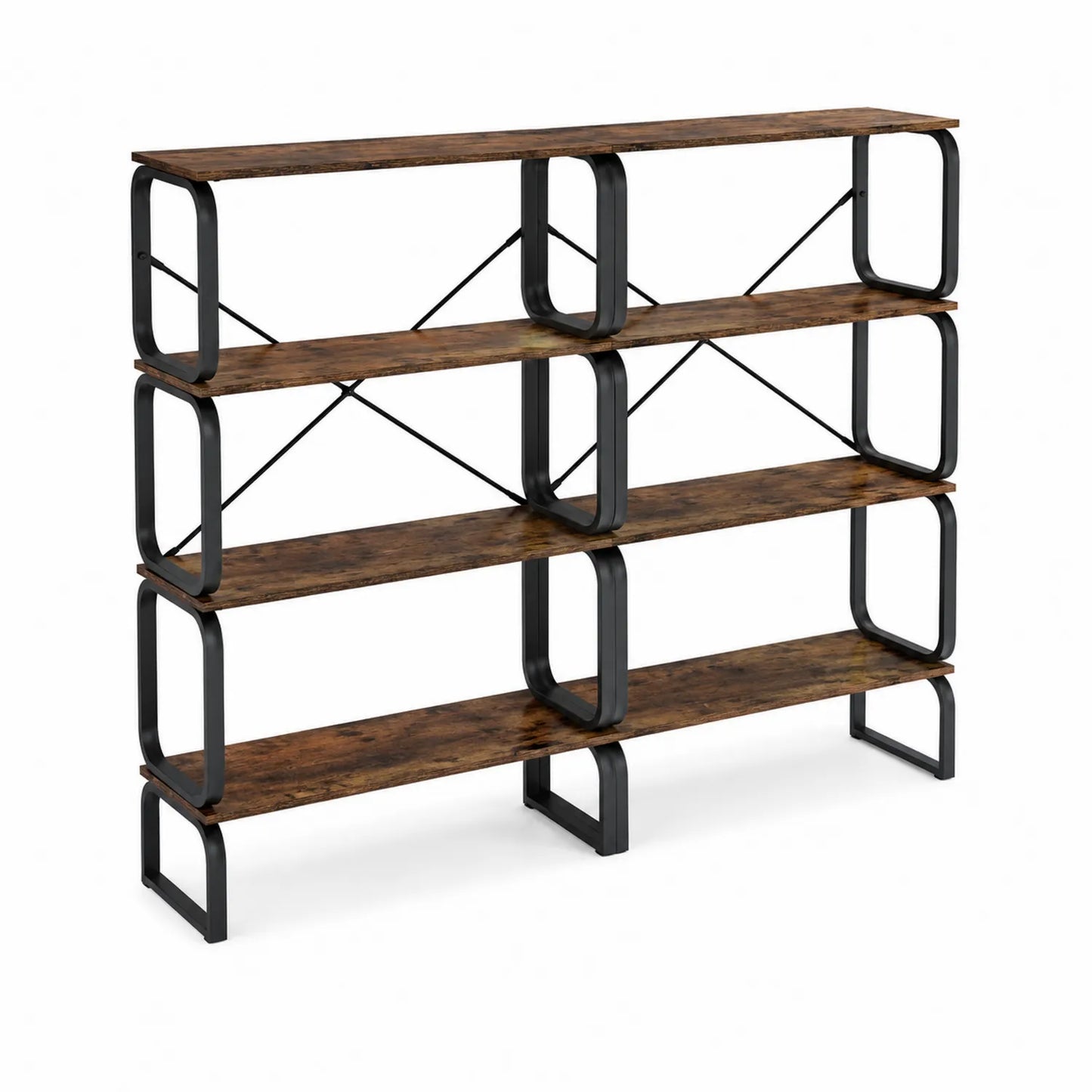 Regal 4 Ebenen MDF mit Holzoptik Metallrahmen 115x120x30cm