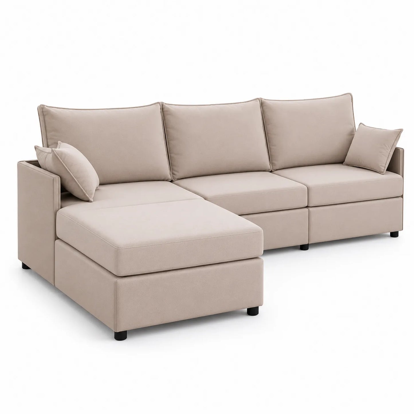 Ecksofa Beige Stoff 250x150x85 cm