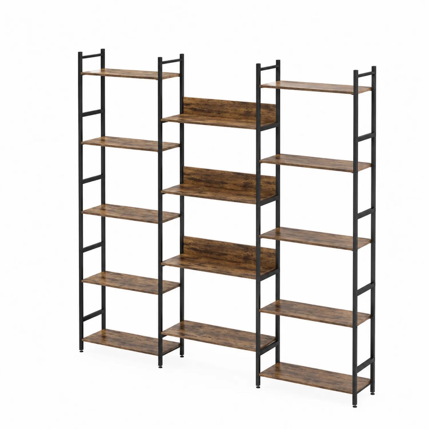 Bücherregal-Set Metall mit Holz 240cm x 30cm x 180cm Braun/Schwarz