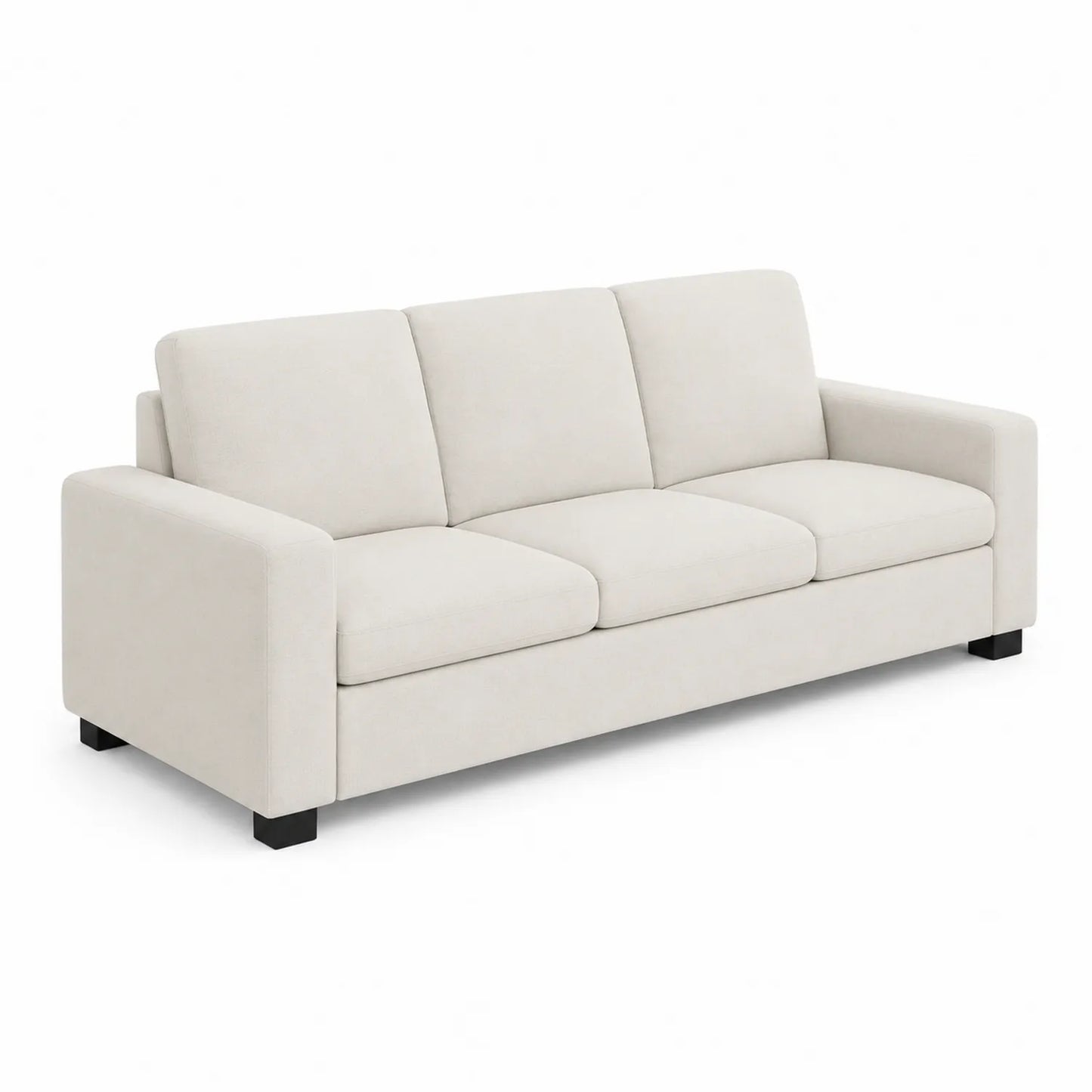 3-Sitzer Sofa Beige Stoff Holz