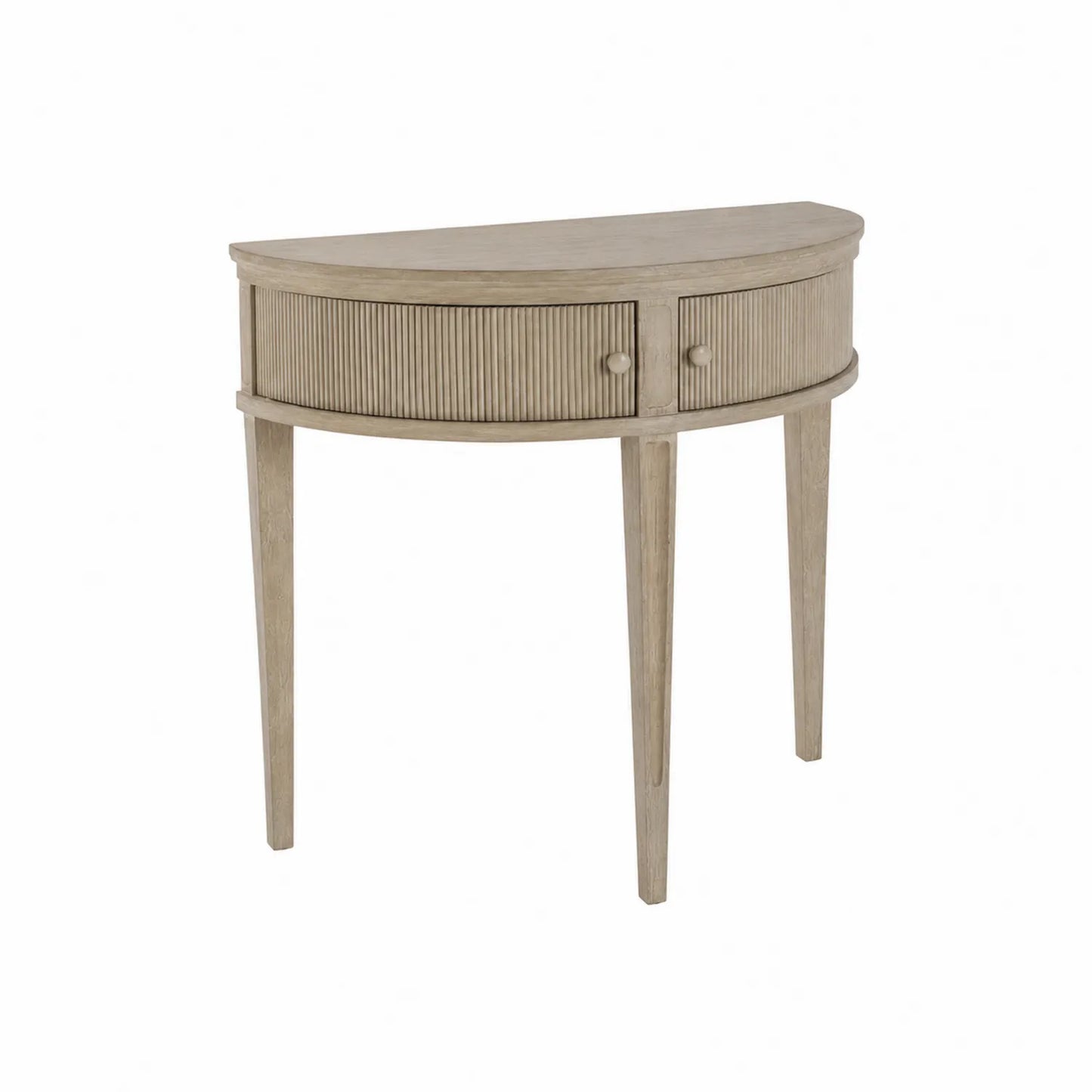 Halbrunder Konsolentisch Eichenholz mit Schublade Natur 80x40x75 cm