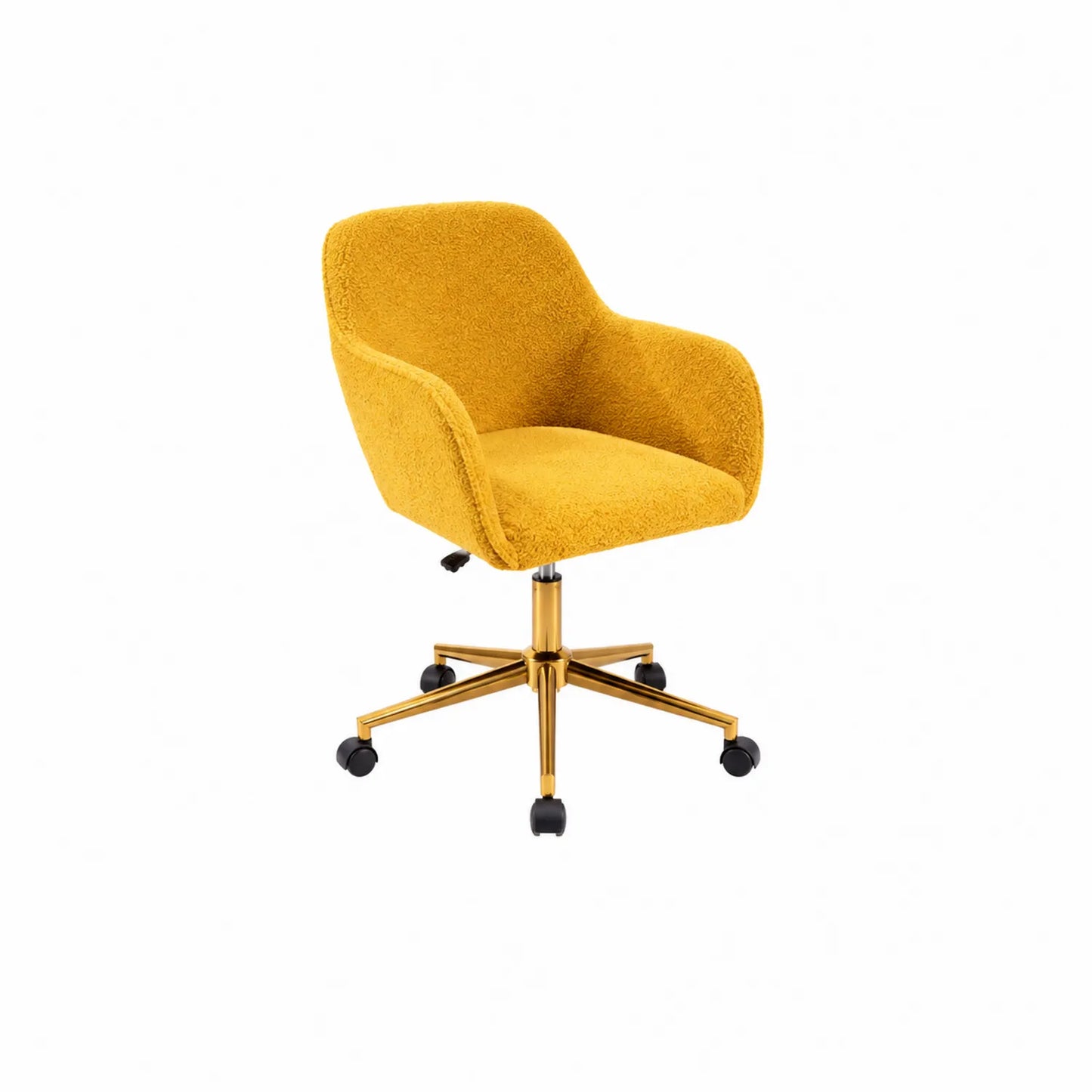Drehbarer Stuhl aus Bouclé Stoff mit Metallbasis