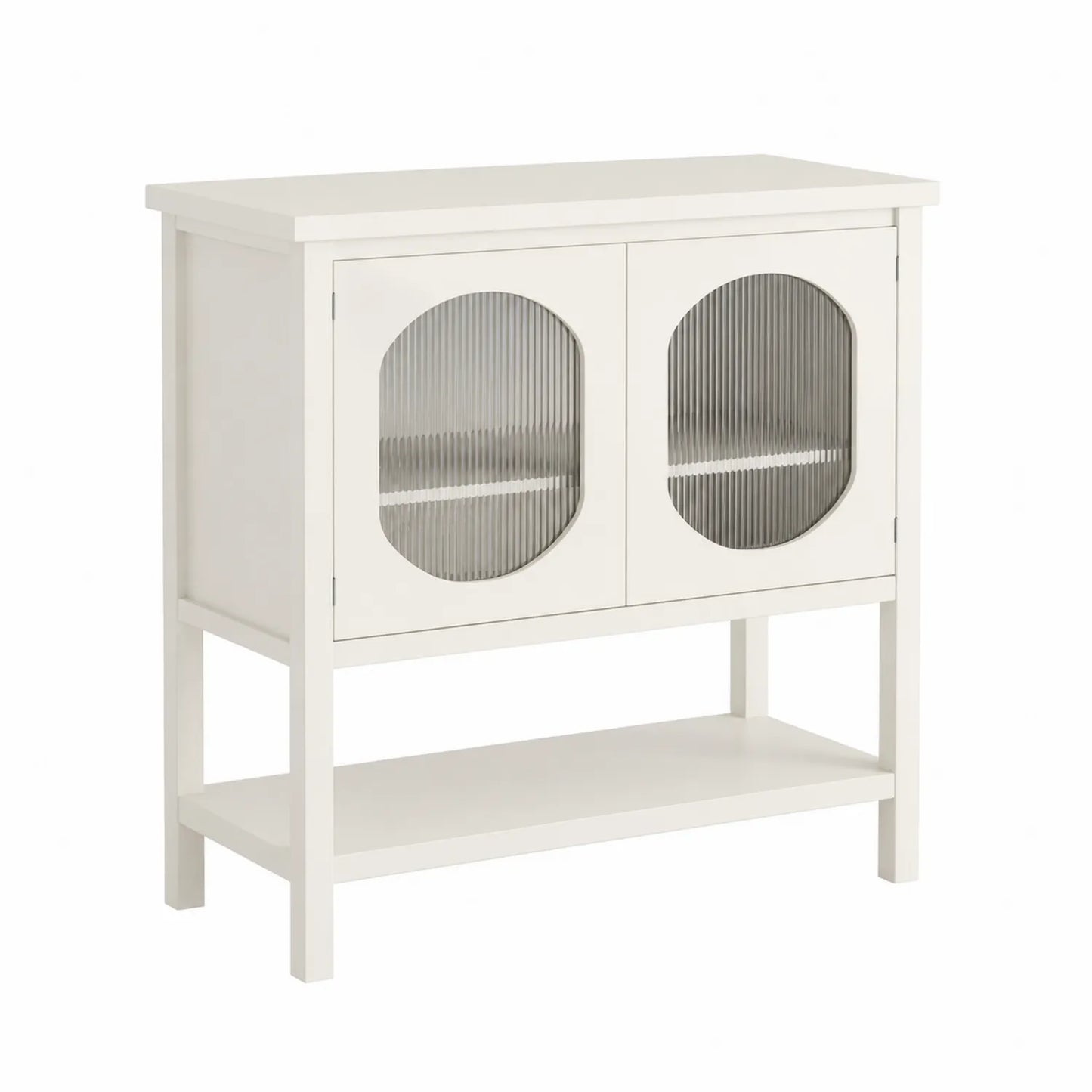 Sideboard mit geripptem Glas Weiß