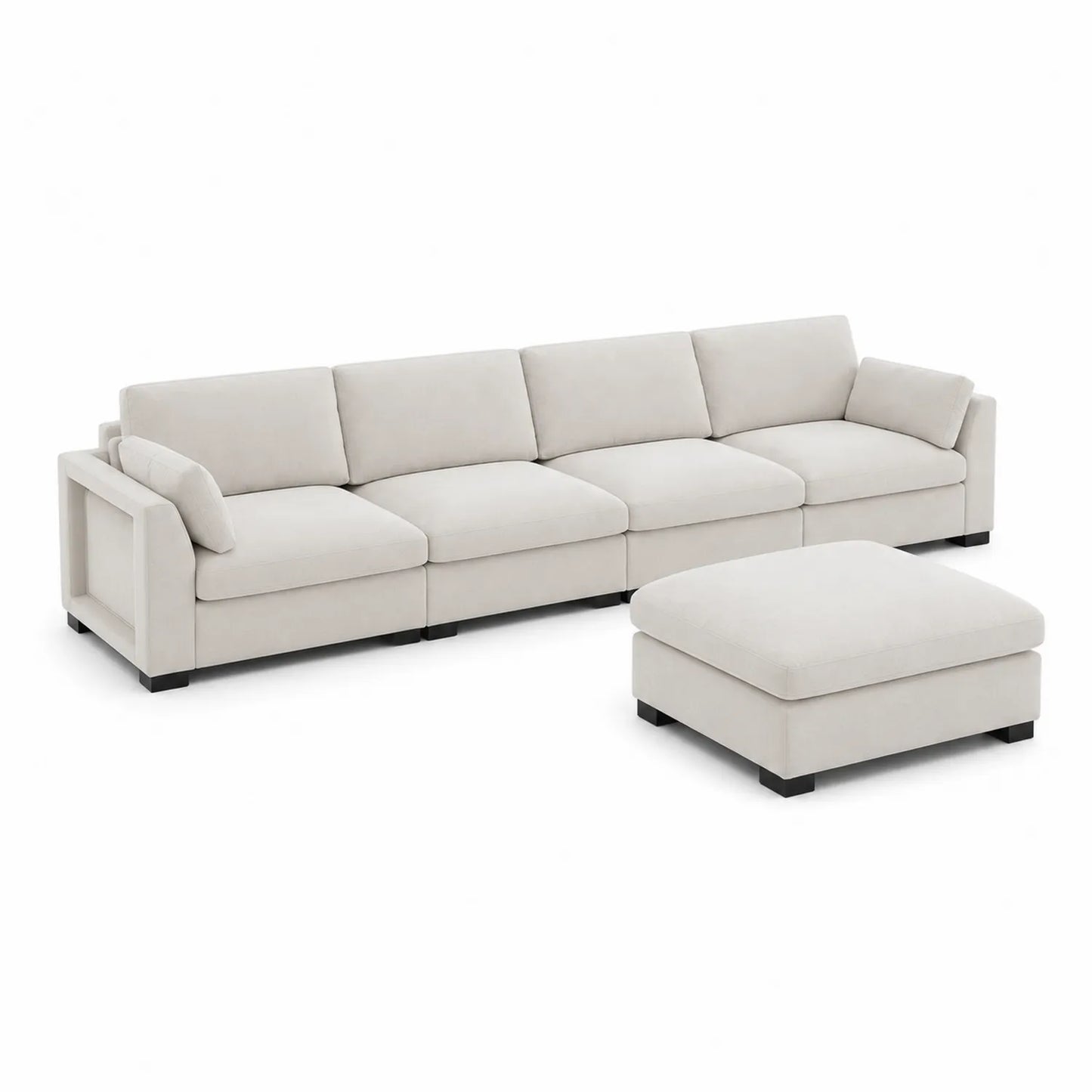 Modulares Ecksofa Set Beige Holz und Polyester