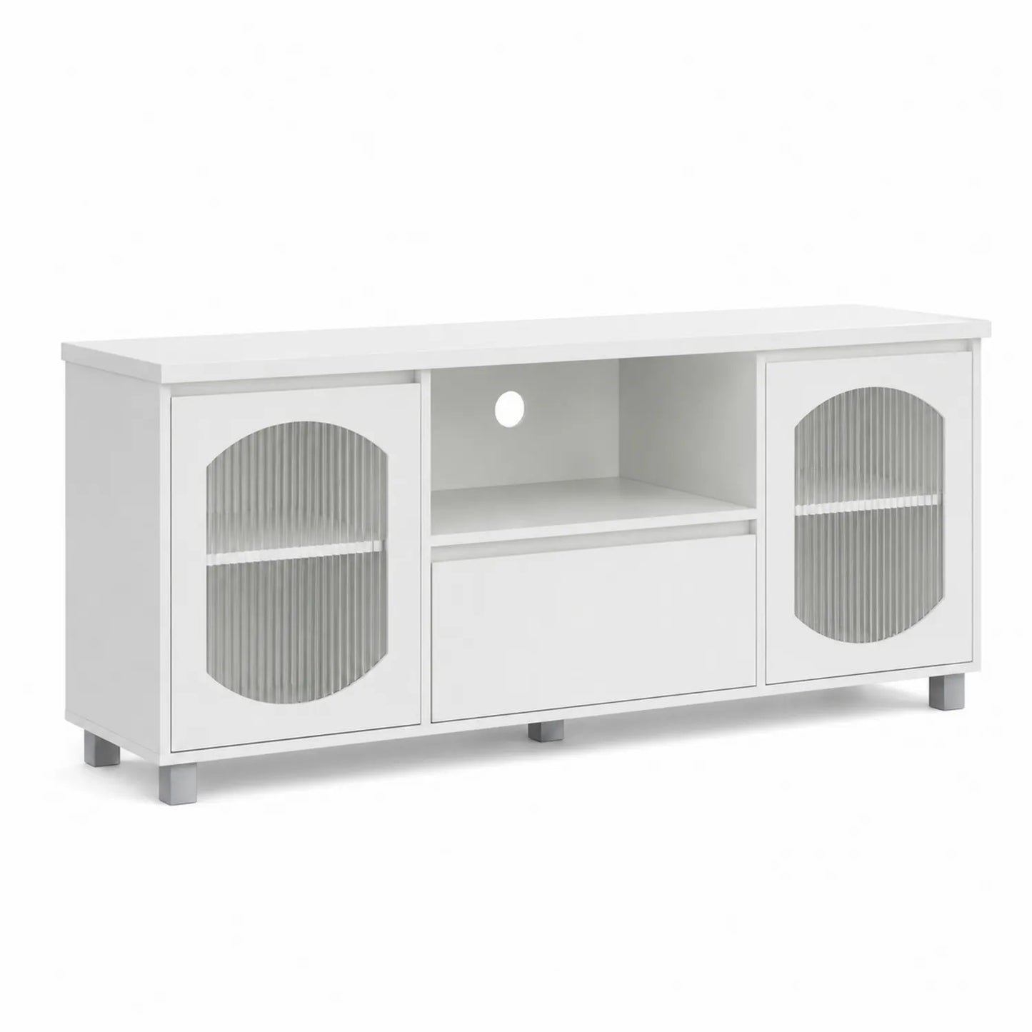 TV-Schrank Weiß mit Glasfronten