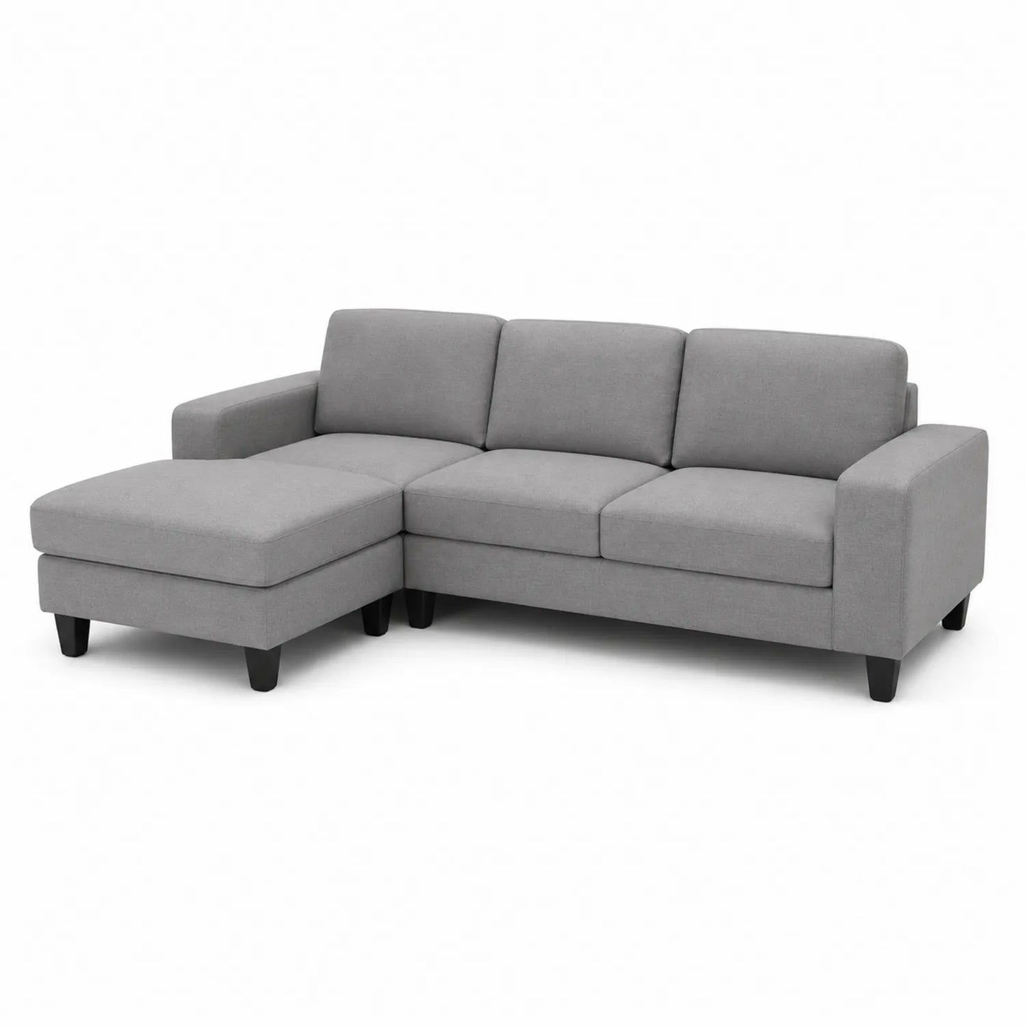 Ecksofa Grau Stoff L-Form 200x140x85 cm