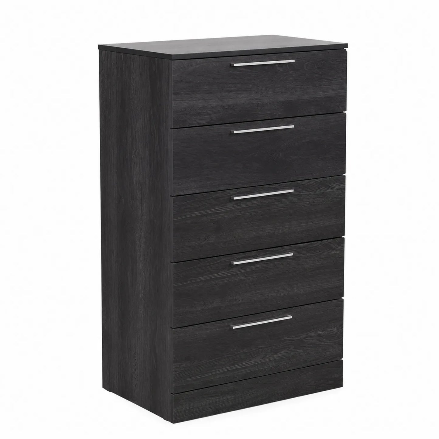 Schwarze Hochkommode mit 5 Schubladen aus MDF, 60x40x120 cm