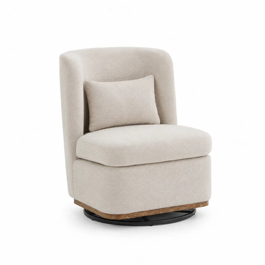 Polster-Drehstuhl Beige Polyester Massivholz Stahl 85 cm