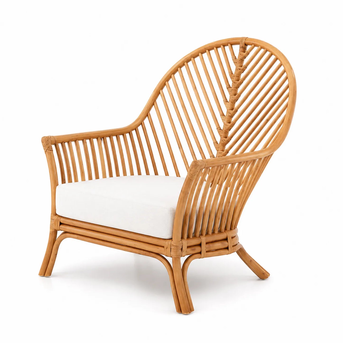 Rattansessel mit Baumwollkissen Natur Weiß