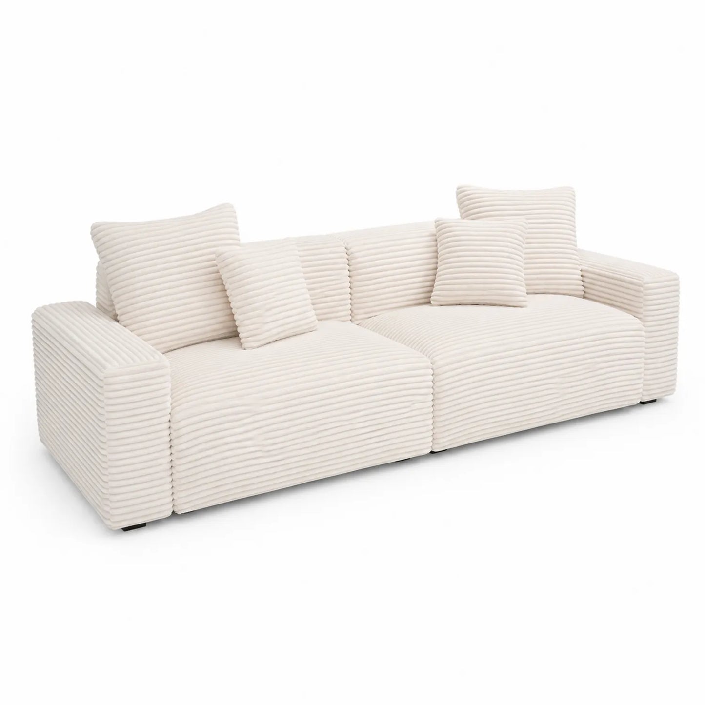 3-Sitzer Sofa Cord Cremeweiß 300x100x70 cm