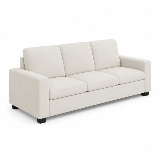 3-Sitzer Sofa Beige Stoff Holz