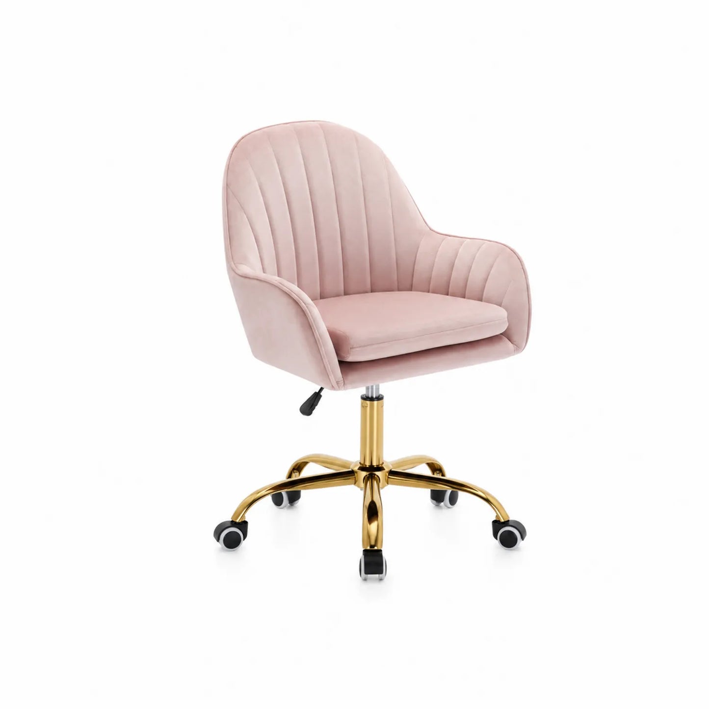 Drehstuhl Rosa Samt mit Metallbasis höhenverstellbar