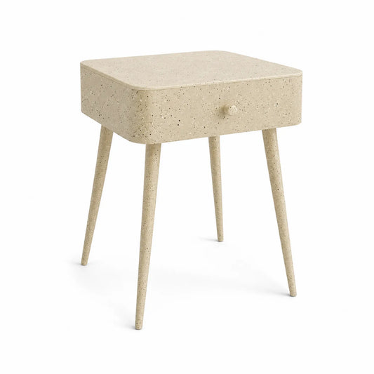 Nachttisch Beige Polymerbeton mit Schublade