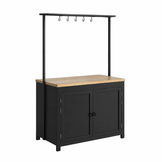 Buffetschrank aus Holz und Metall Schwarz/Natur 100x80x150cm