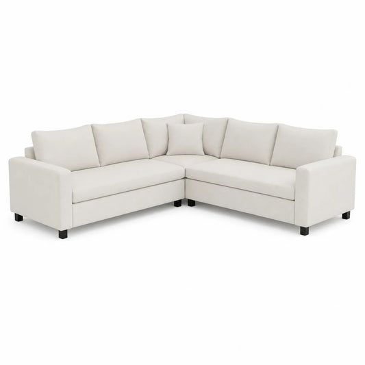 Ecksofa Stoff Beige mit Massivholzrahmen