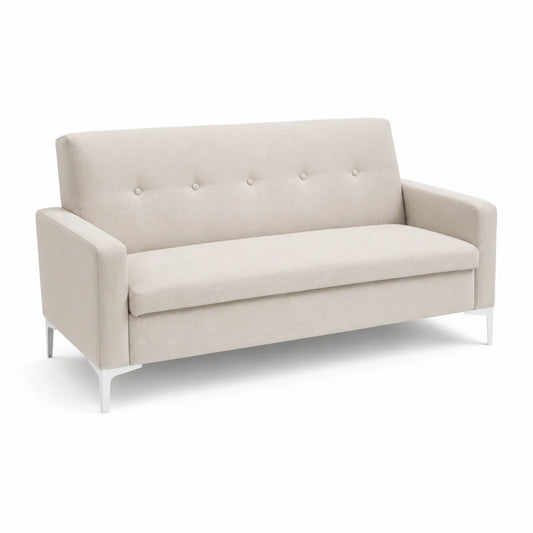 Sofa aus Polyester mit Metallbeinen in Beige 200x85x90 cm