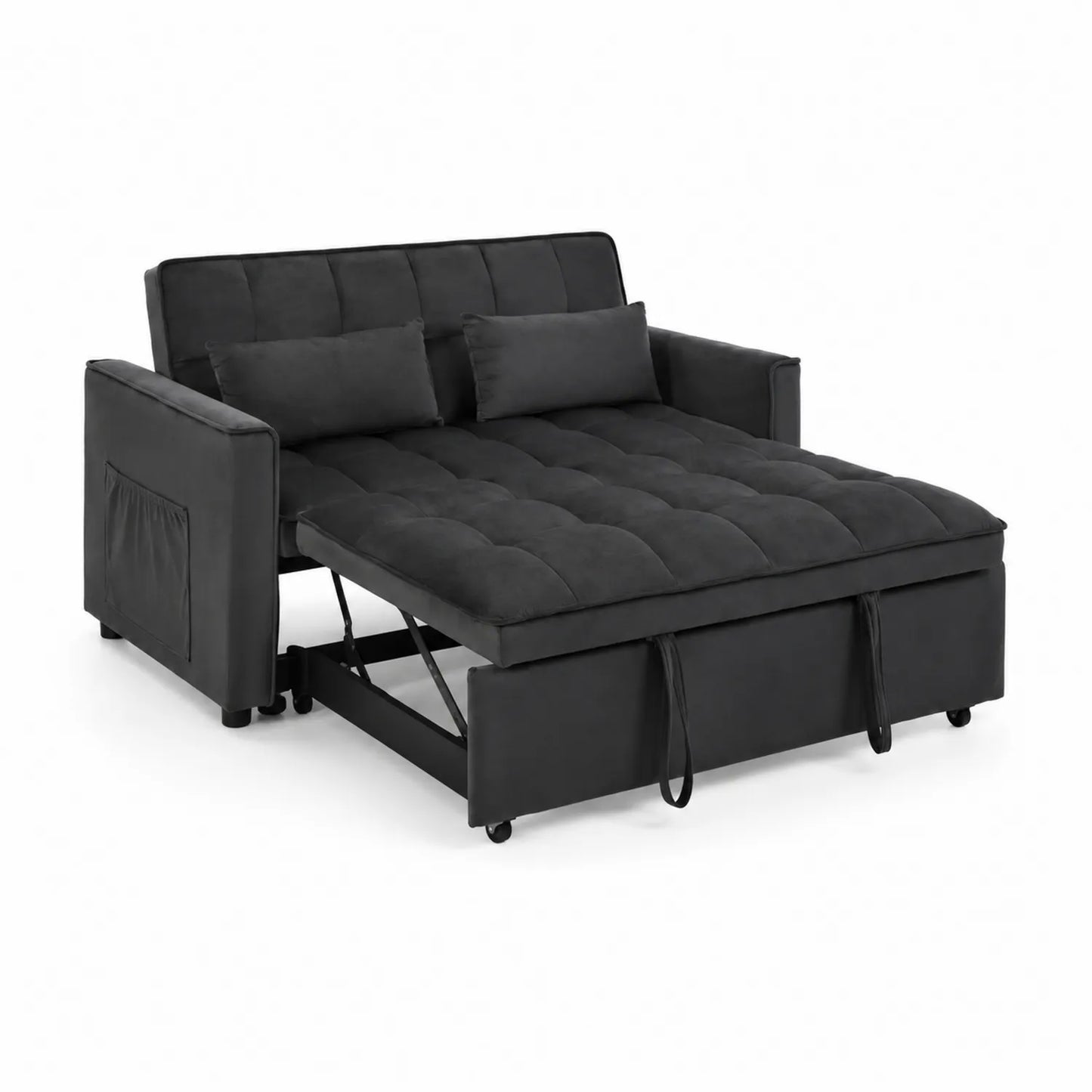 2-Sitzer Schlafsofa Metallrahmen Mikrofaser Dunkelgrau