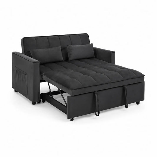 2-Sitzer Schlafsofa Metallrahmen Mikrofaser Dunkelgrau