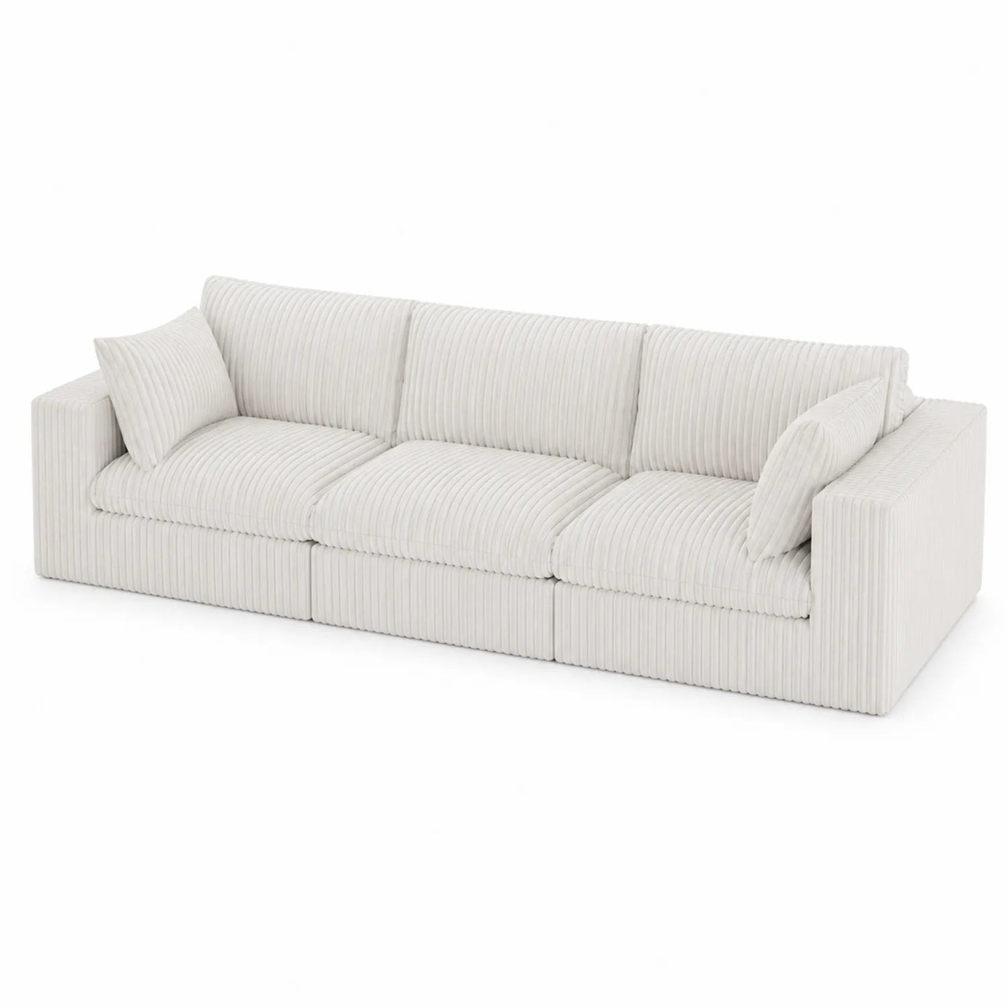 Beiges Dreisitzer-Sofa aus Cord mit Polyesterbezug, 220 cm
