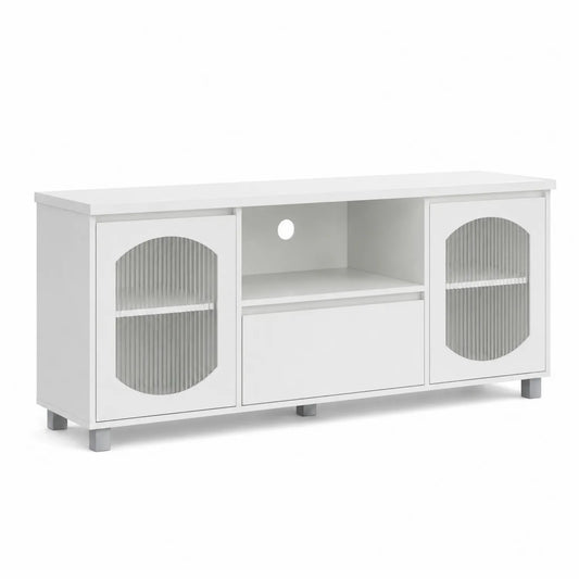 TV-Schrank Weiß mit Glasfronten