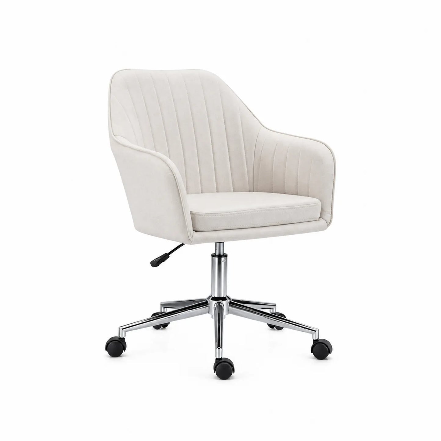 Bürostuhl Drehbar Samt Beige mit Stahlgestell