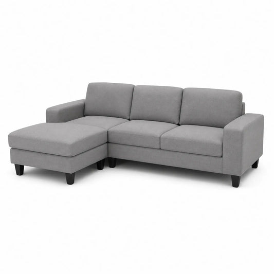 Ecksofa Grau Stoff L-Form 200x140x85 cm