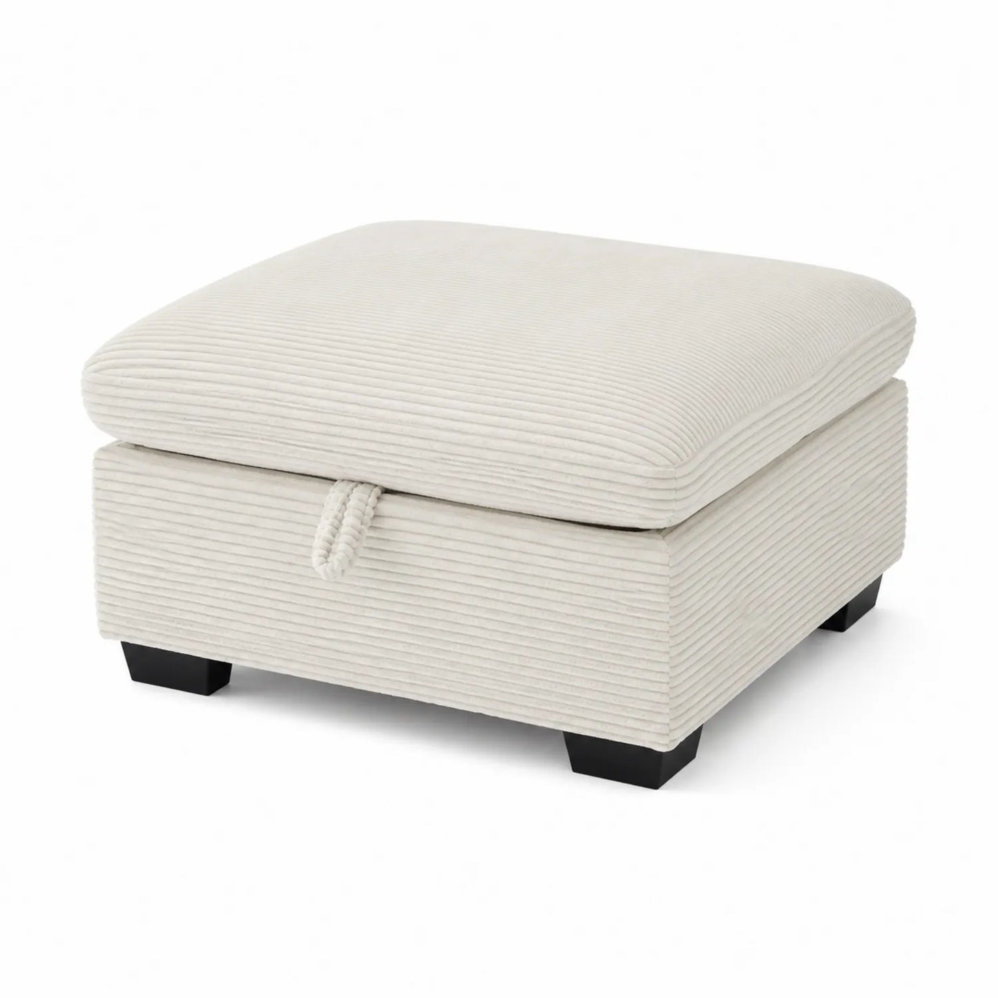 Sitzhocker aus Cord Beige 50x50x40 cm