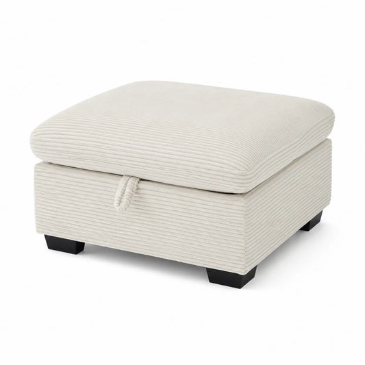Sitzhocker aus Cord Beige 50x50x40 cm