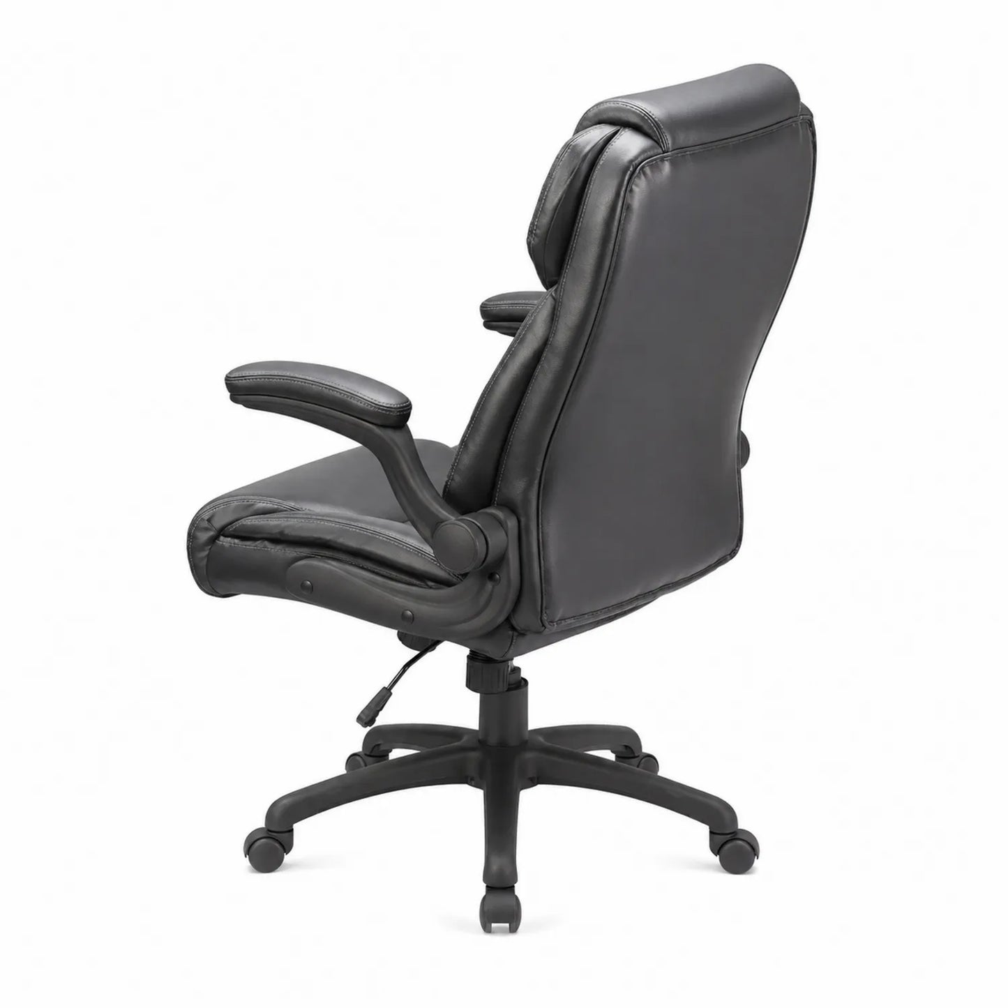 Bürostuhl aus PU-Leder mit verstellbaren Armlehnen, Schwarz