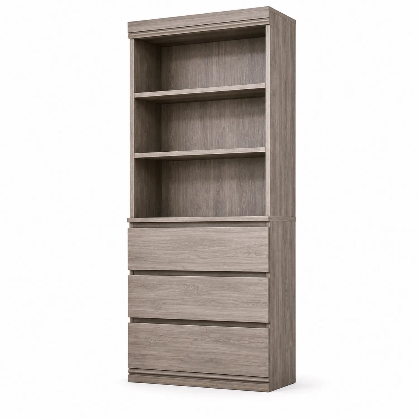 Bücherregal mit Schubladen Holzoptik Graubraun