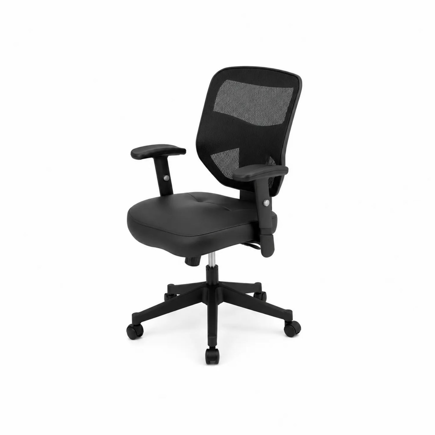 Bürostuhl mit Netzrücken und PU-Sitz Schwarz